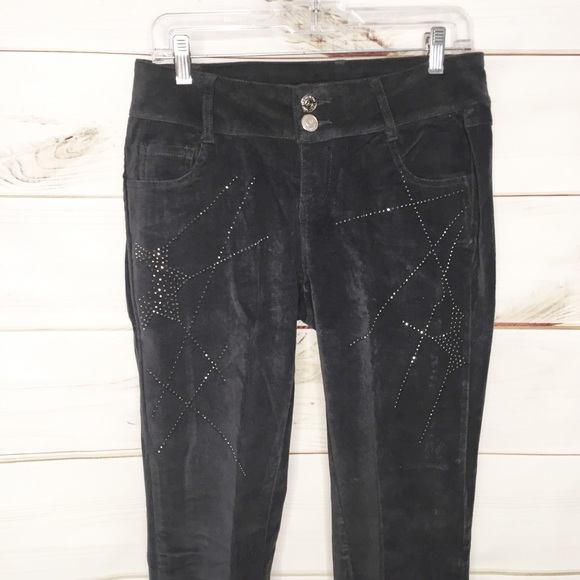 VO JEANS Gray Velour Pants Rhinestones Bling NWOT - Picture 3 of 10